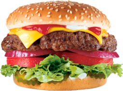 Delicious Burger with sesame bun and lettuce